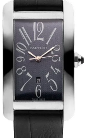 Cartier Tank Américaine 1741 27mm White gold and 18k white gold Guilloché