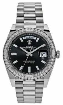 Rolex Day-Date 228349RBR-0003 40mm 18k white gold Black