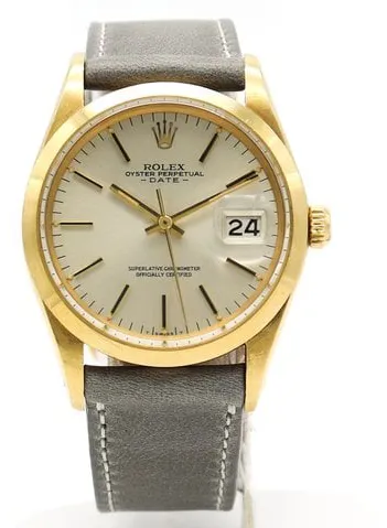 Rolex Oyster Perpetual Date 15008 34mm Yellow gold Silver