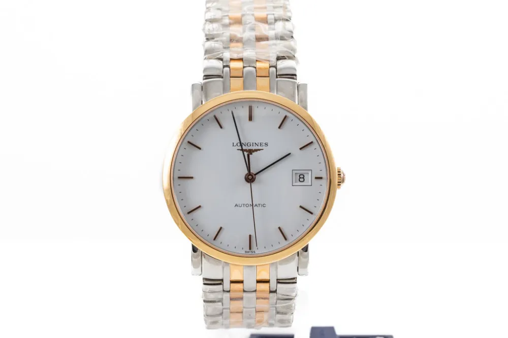 Longines Elegant L4.809.5.12.7 34.5mm Rose gold and Stainless steel White