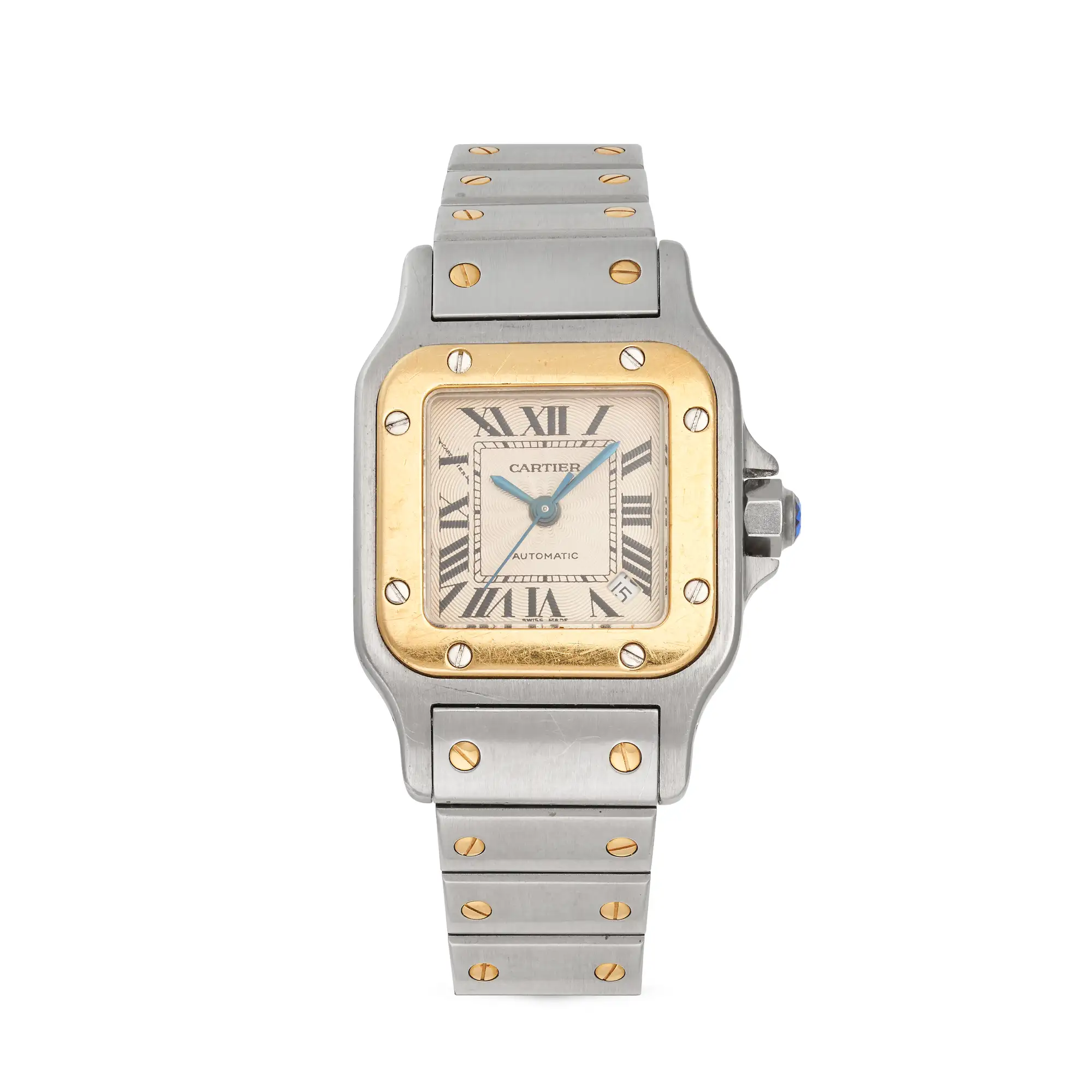 Cartier Santos 2423 24mm Yellow gold and Stainless steel Guilloché