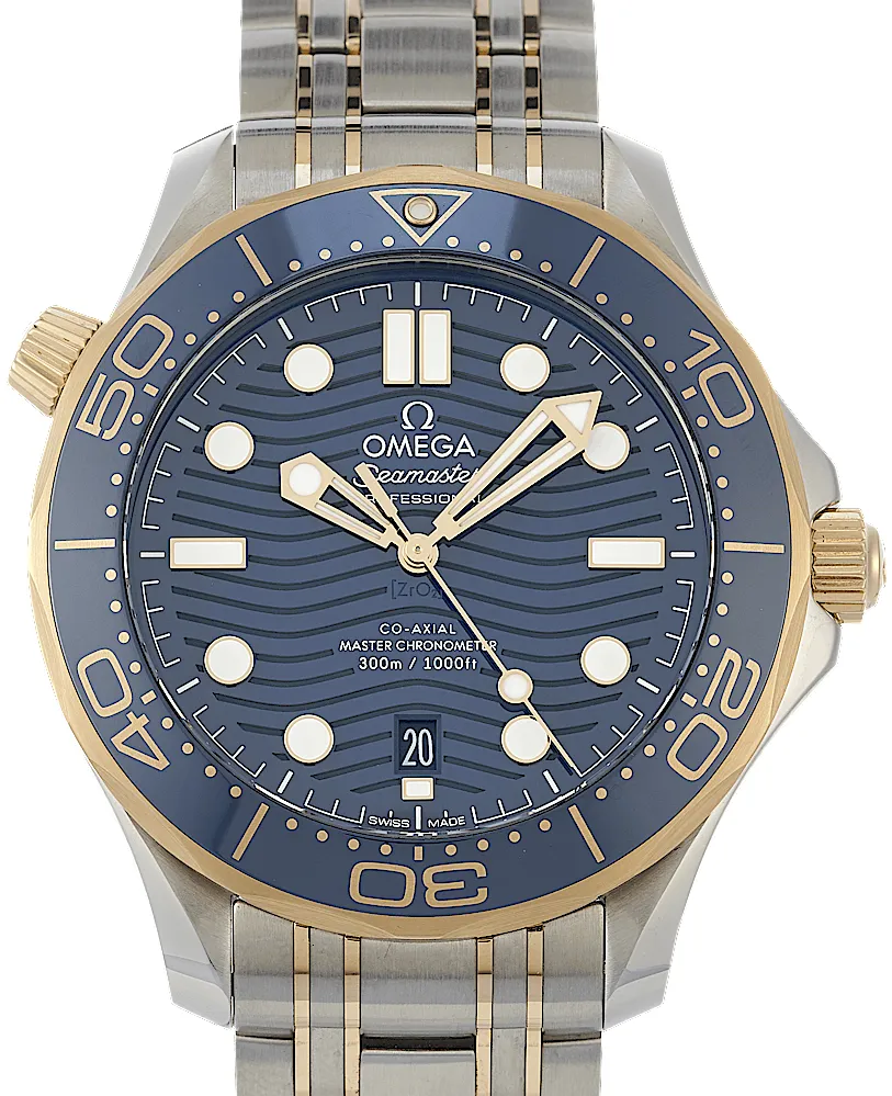 Omega Seamaster Diver 300M 210.20.42.20.03.001 42mm Yellow gold and Stainless steel Blue