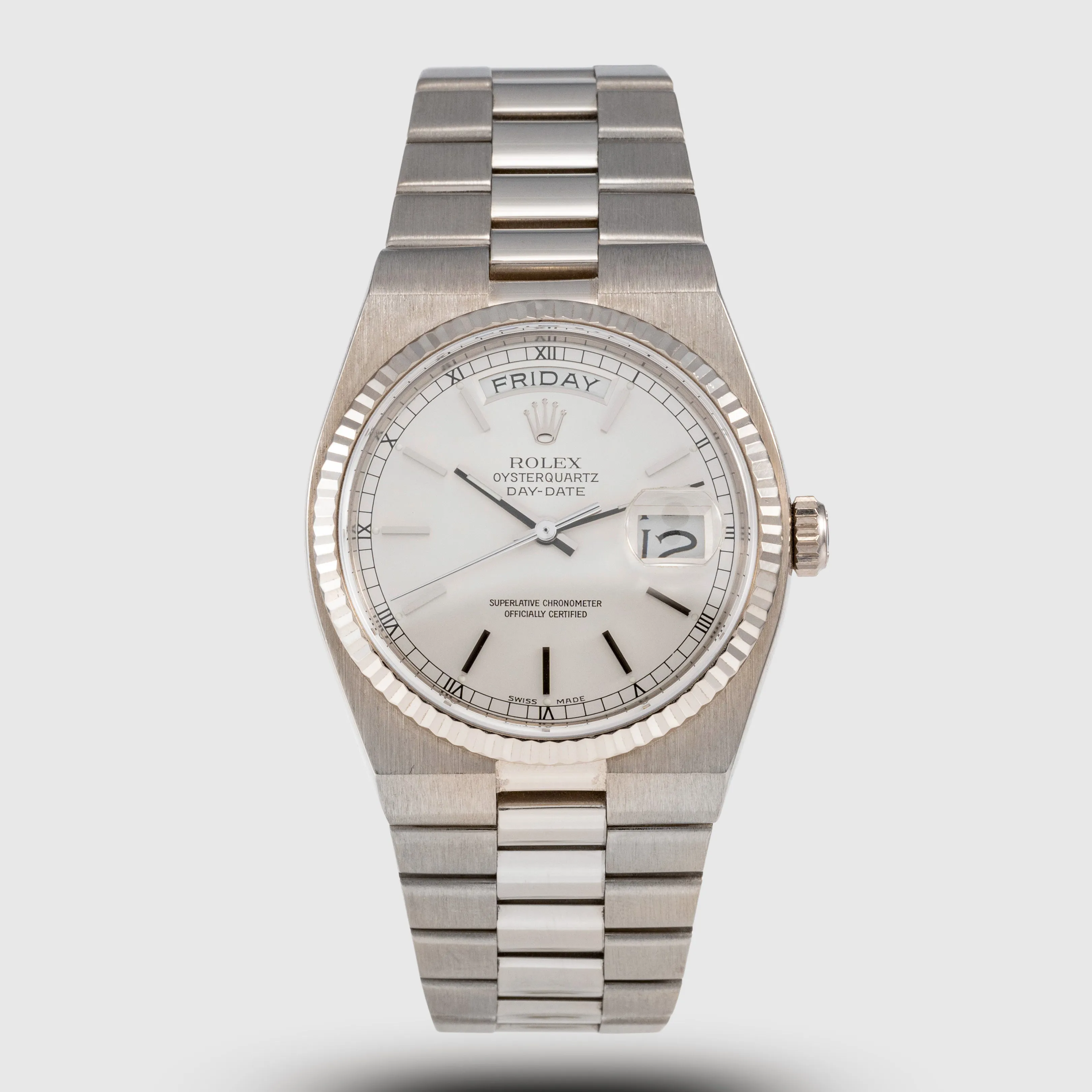 Rolex Day-Date Oysterquartz 19019 36mm White gold Silver