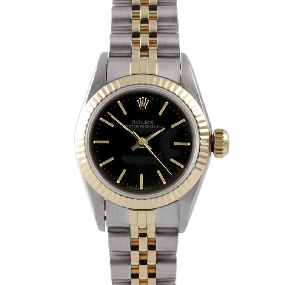 Rolex Oyster Perpetual 67193 24mm Yellow gold and Stainless steel Black