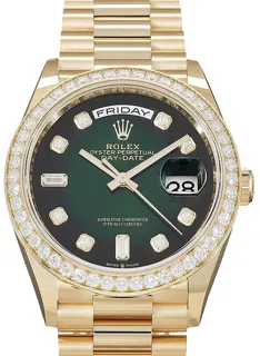 Rolex Day-Date 36 128348RBR 36mm Gelbgold Grün