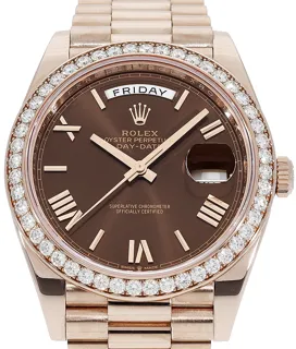 Rolex Day-Date 40 228345RBR Rose gold Braun