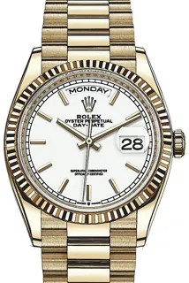 Rolex Day-Date 36 128238 Yellow gold Weiß