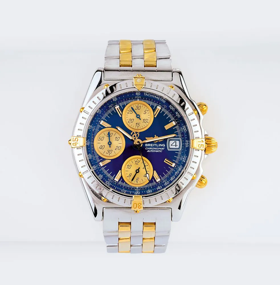 Breitling Chronomat B13050.1 41mm Yellow gold-plated stainless steel Blue