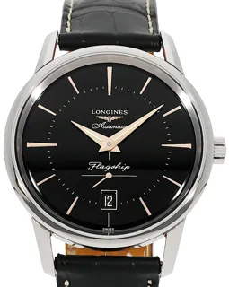 Longines Heritage L47954580 38.5mm Stainless steel Black