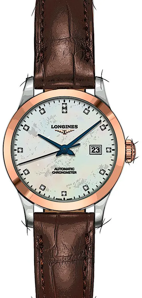 Longines Record L23215872 30mm Rose gold White Mother of Pearl