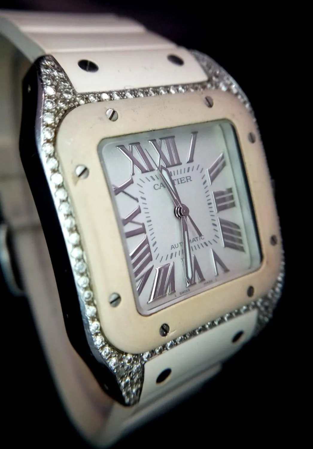 Cartier Santos 100 15659 34mm Diamond White 3