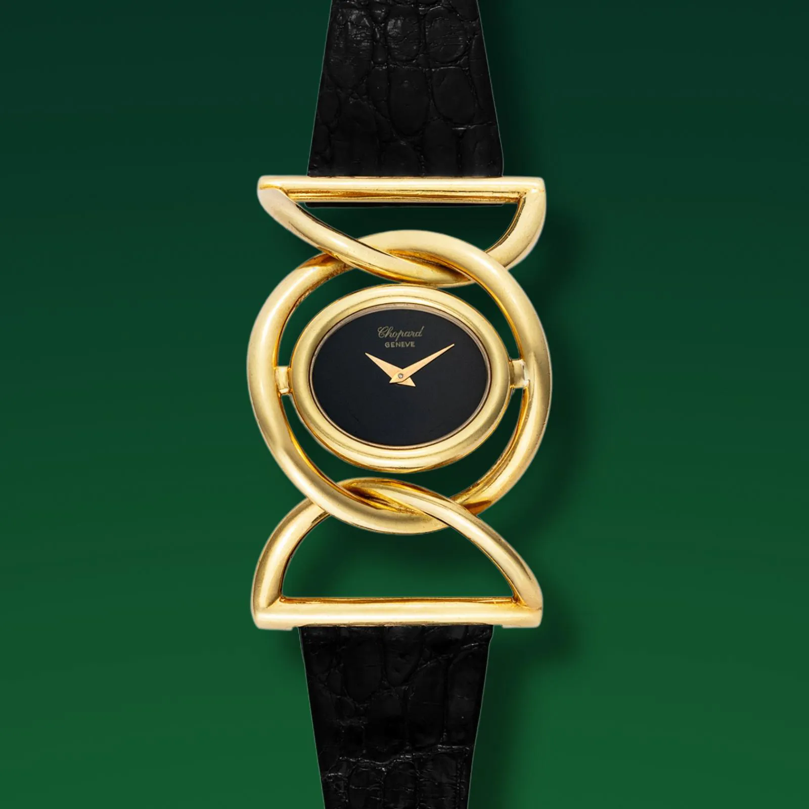 Chopard Vintage D 6304 52mm Yellow gold Onyx