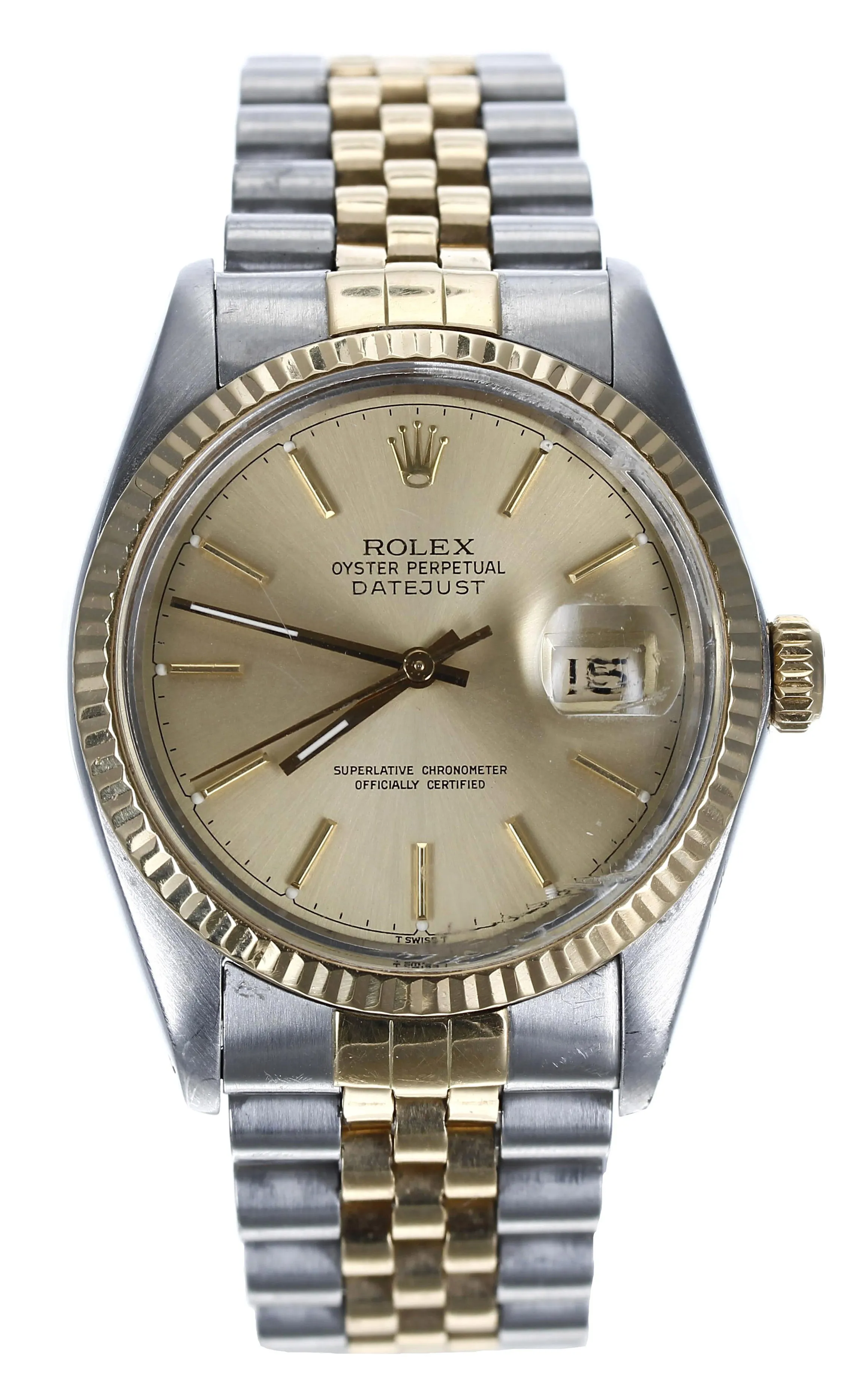 Rolex Datejust 16013 / 16000 36mm Yellow gold and stainless steel Champagne