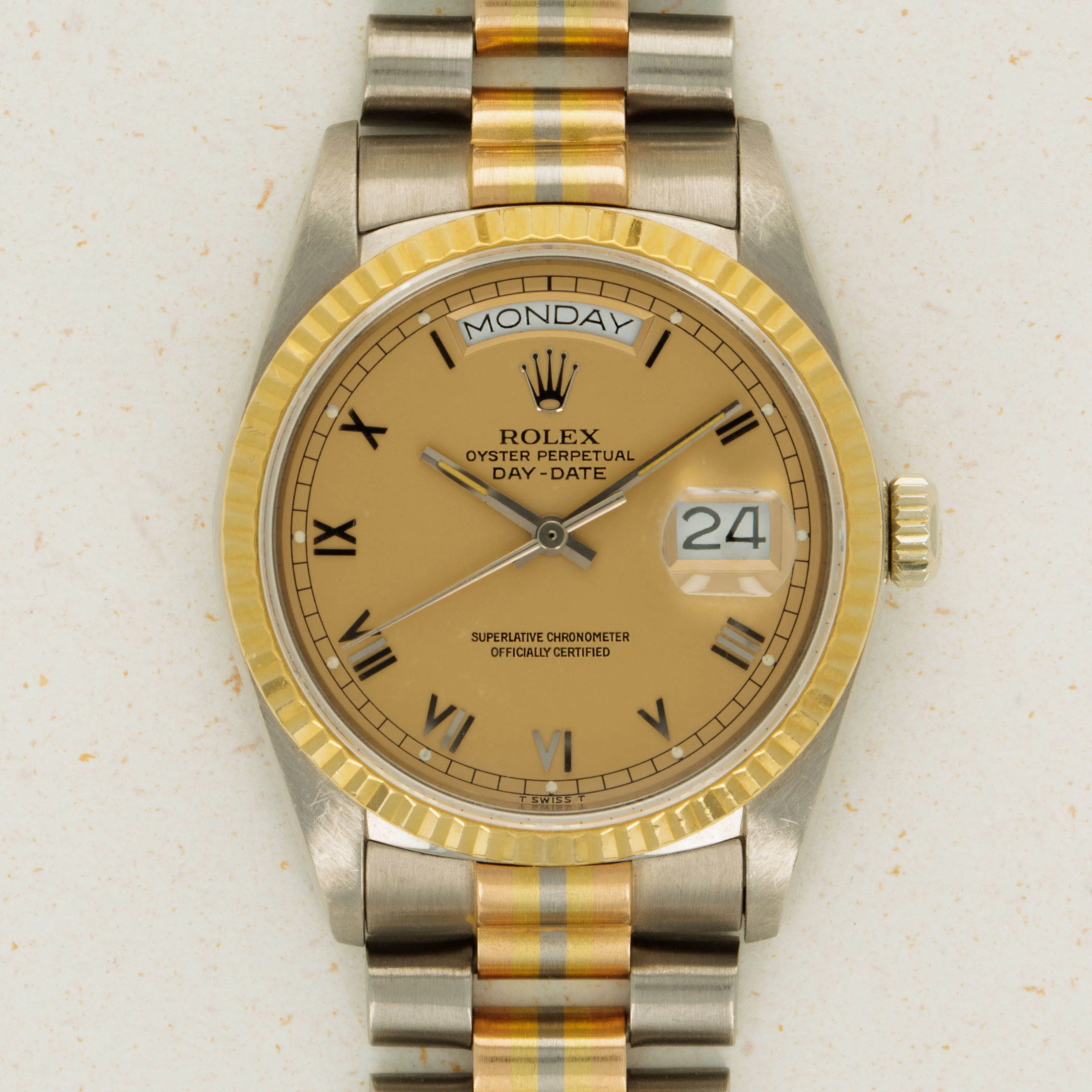 Rolex Day-Date 18039B 36mm Tricolored gold Salmon