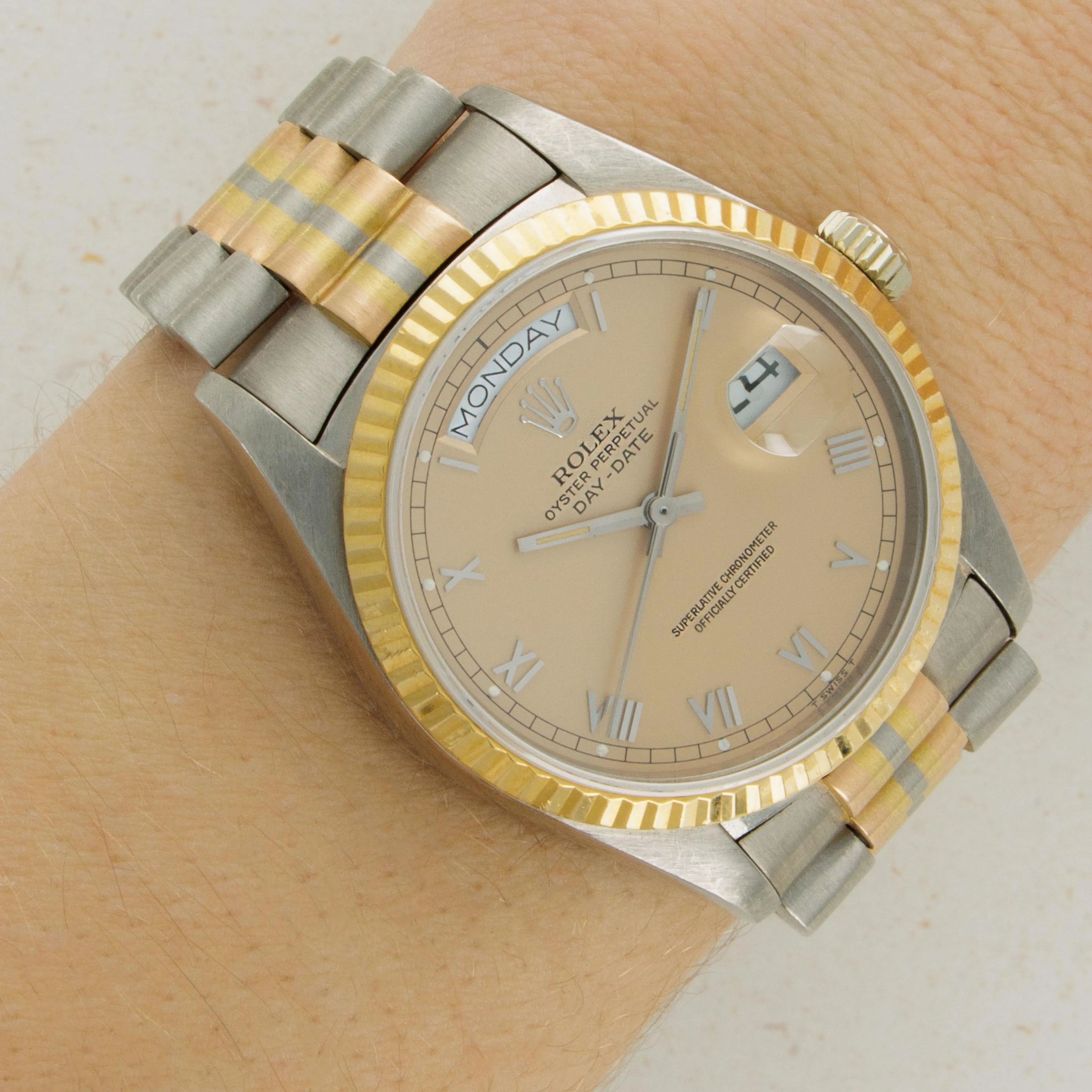 Rolex Day-Date 18039B 36mm Tricolored gold Salmon 15