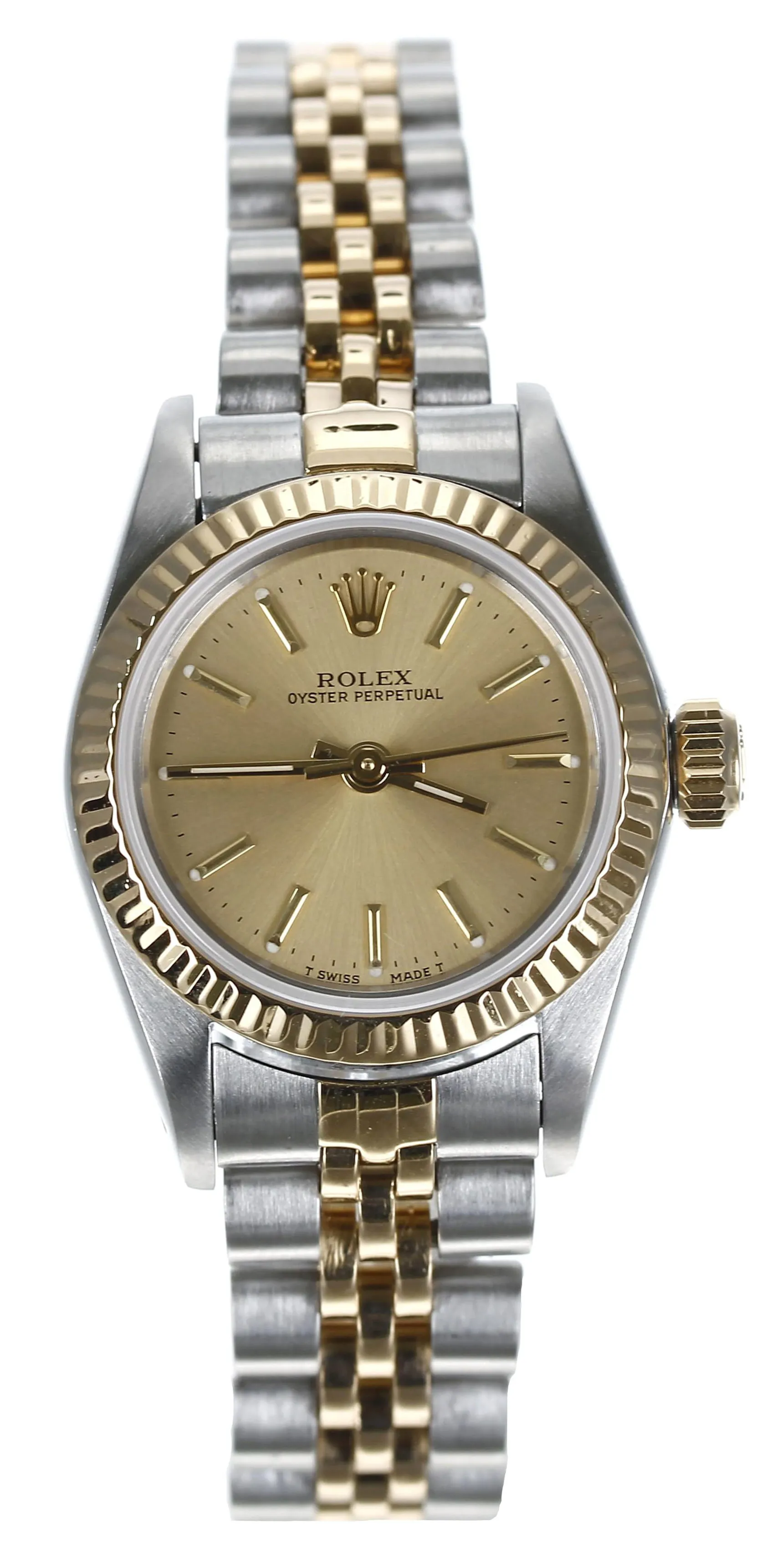 Rolex Oyster Perpetual 67193 24mm Yellow gold and Stainless steel Champagne