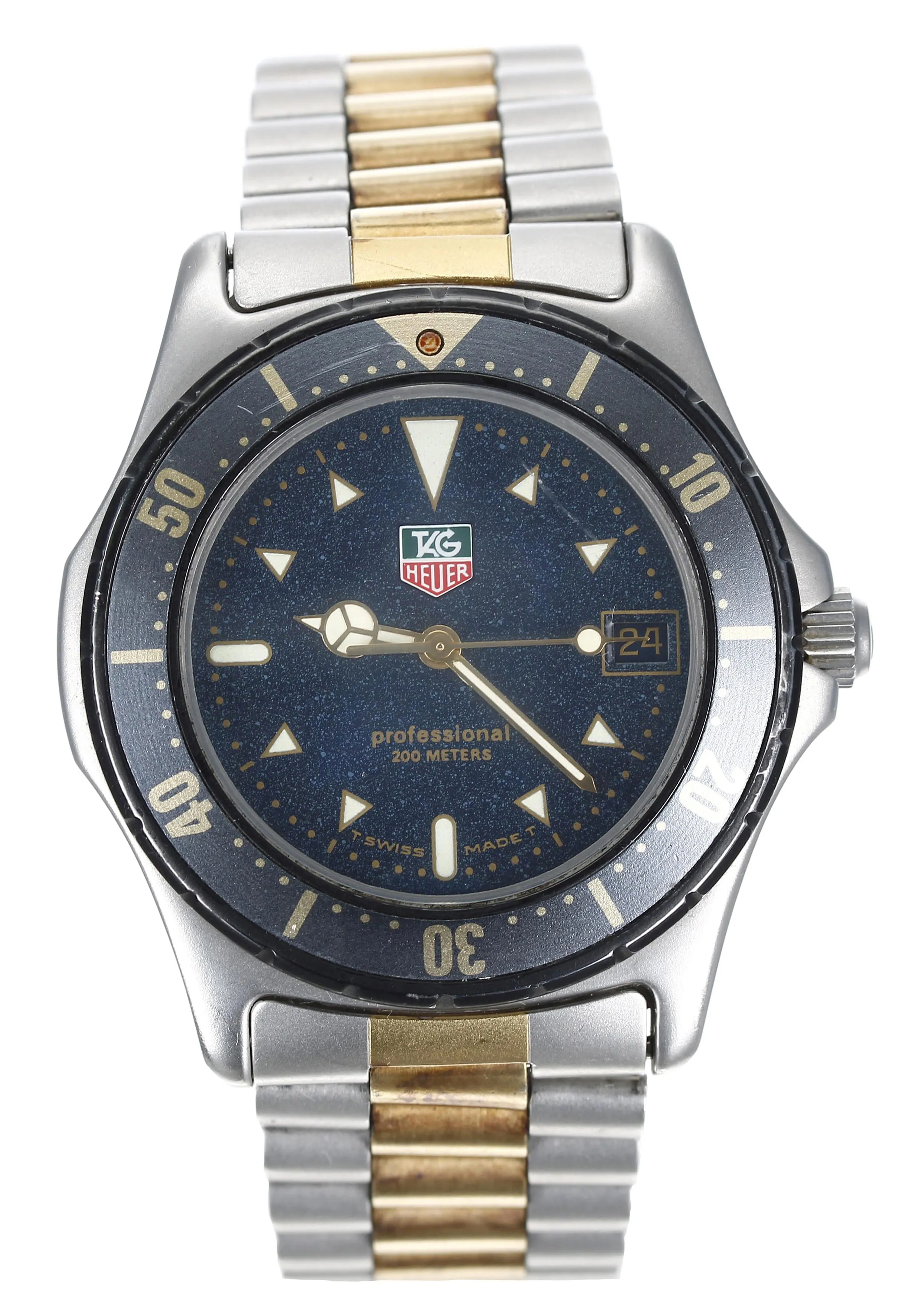 TAG Heuer Professional 972.606F 40mm Yellow gold and stainless steel Blue