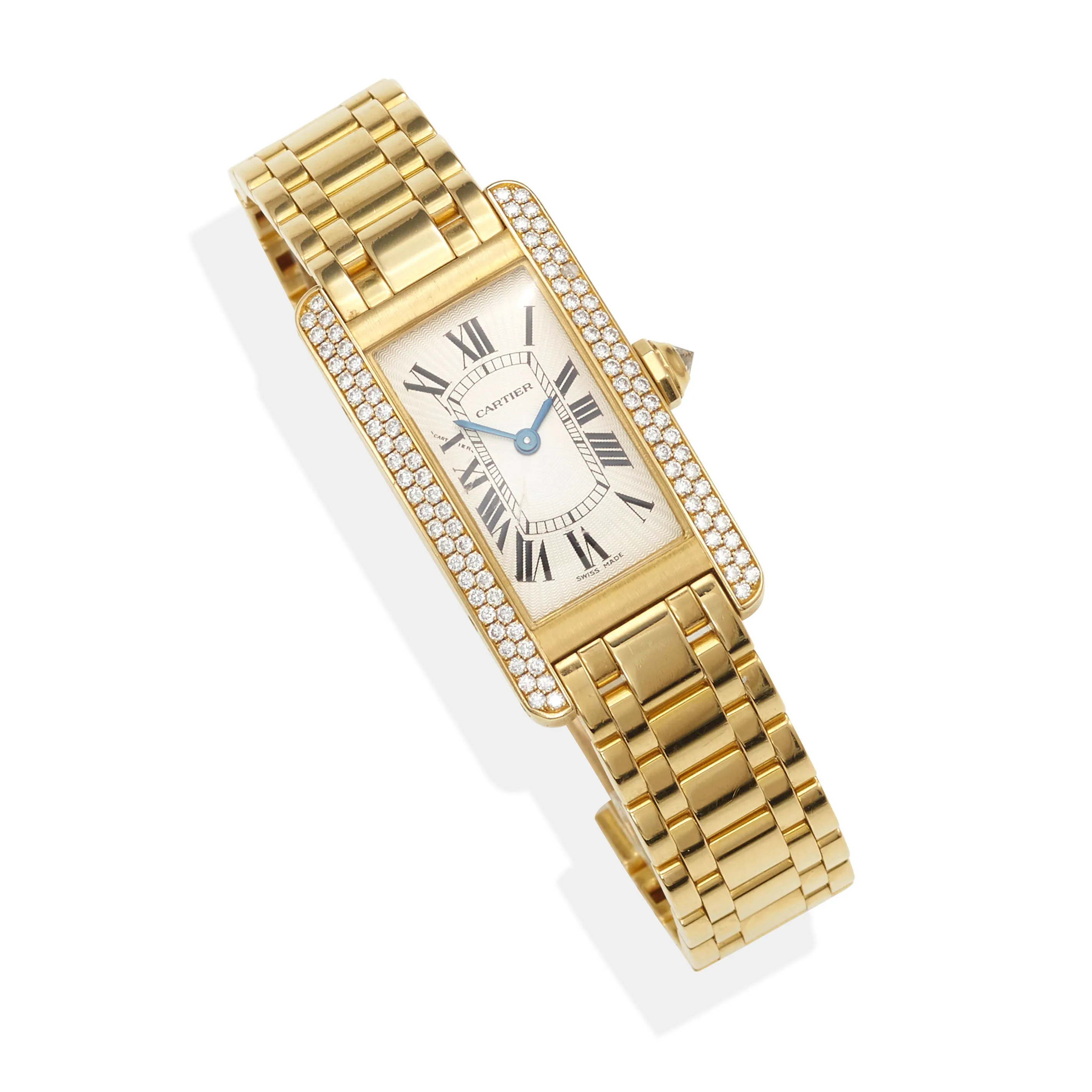 Cartier Tank Américaine 2482 19mm Yellow gold and diamond-set White