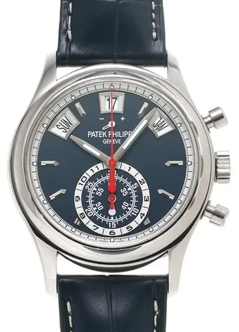 Patek Philippe Annual Calendar Chronograph 5960/01G-001 40.5mm White gold Blue