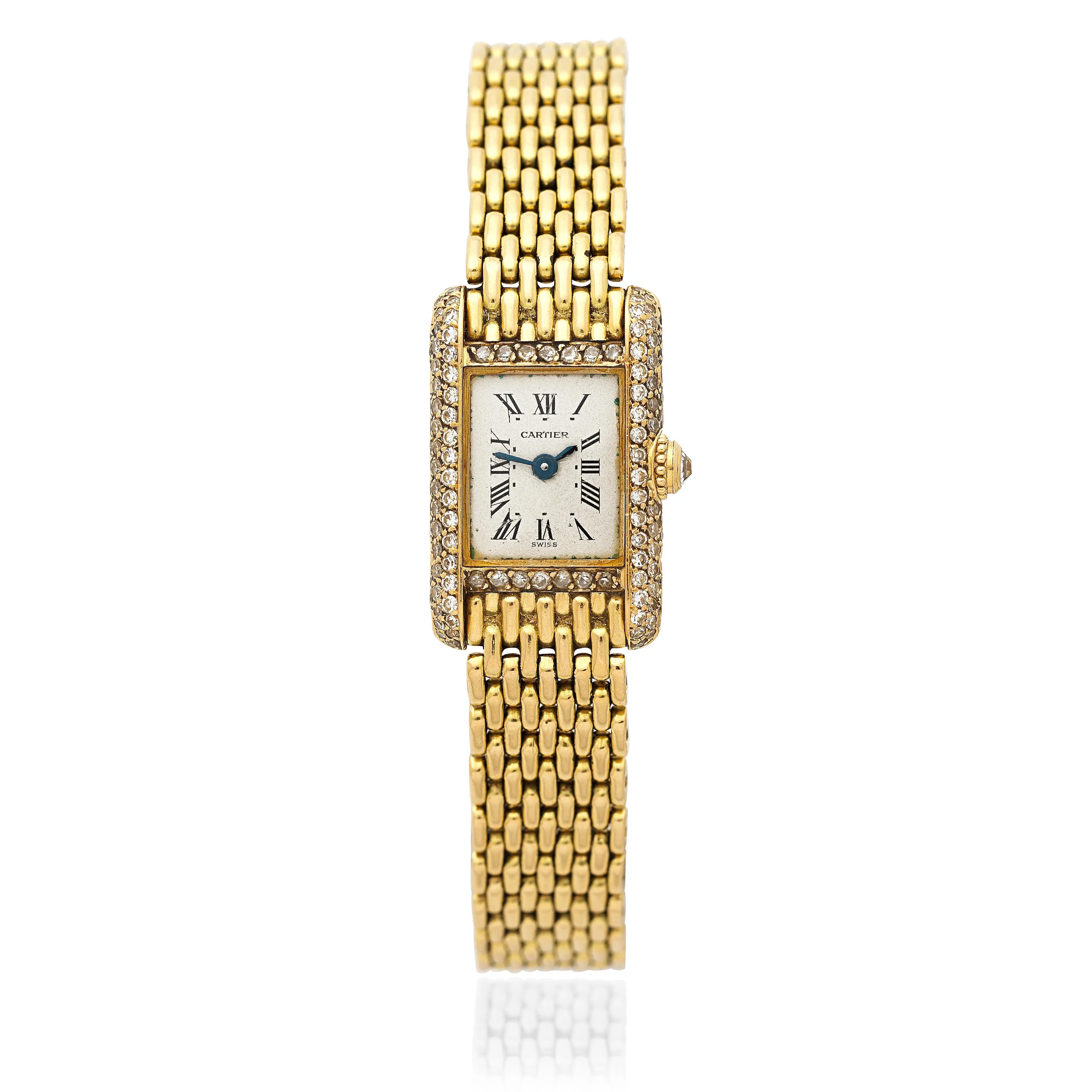 Cartier Tank 1990 15mm Yellow gold and Diamond Silver