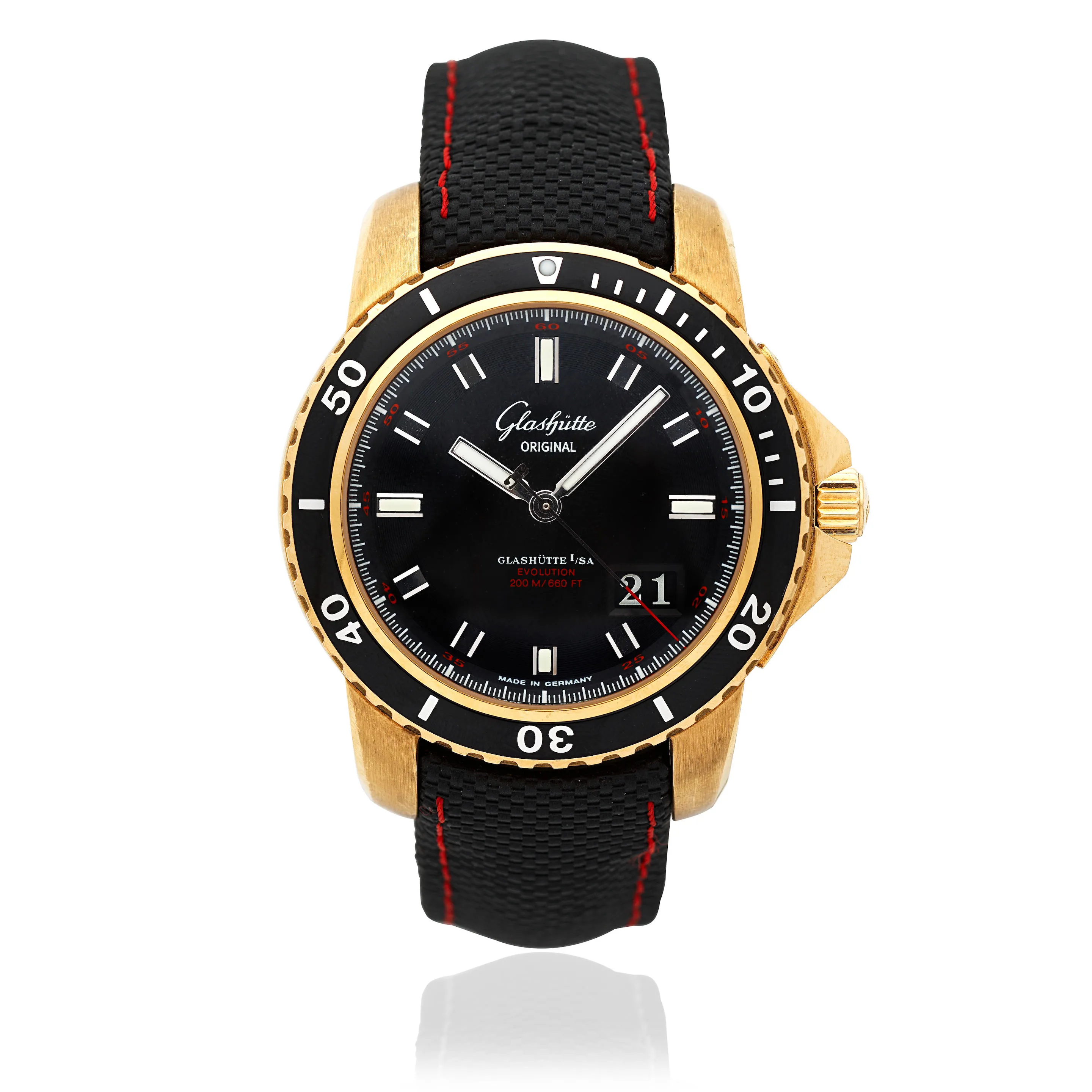 Glashütte Sport Evolution Panorama Date 39.42.43.61.03 42mm Yellow gold Black