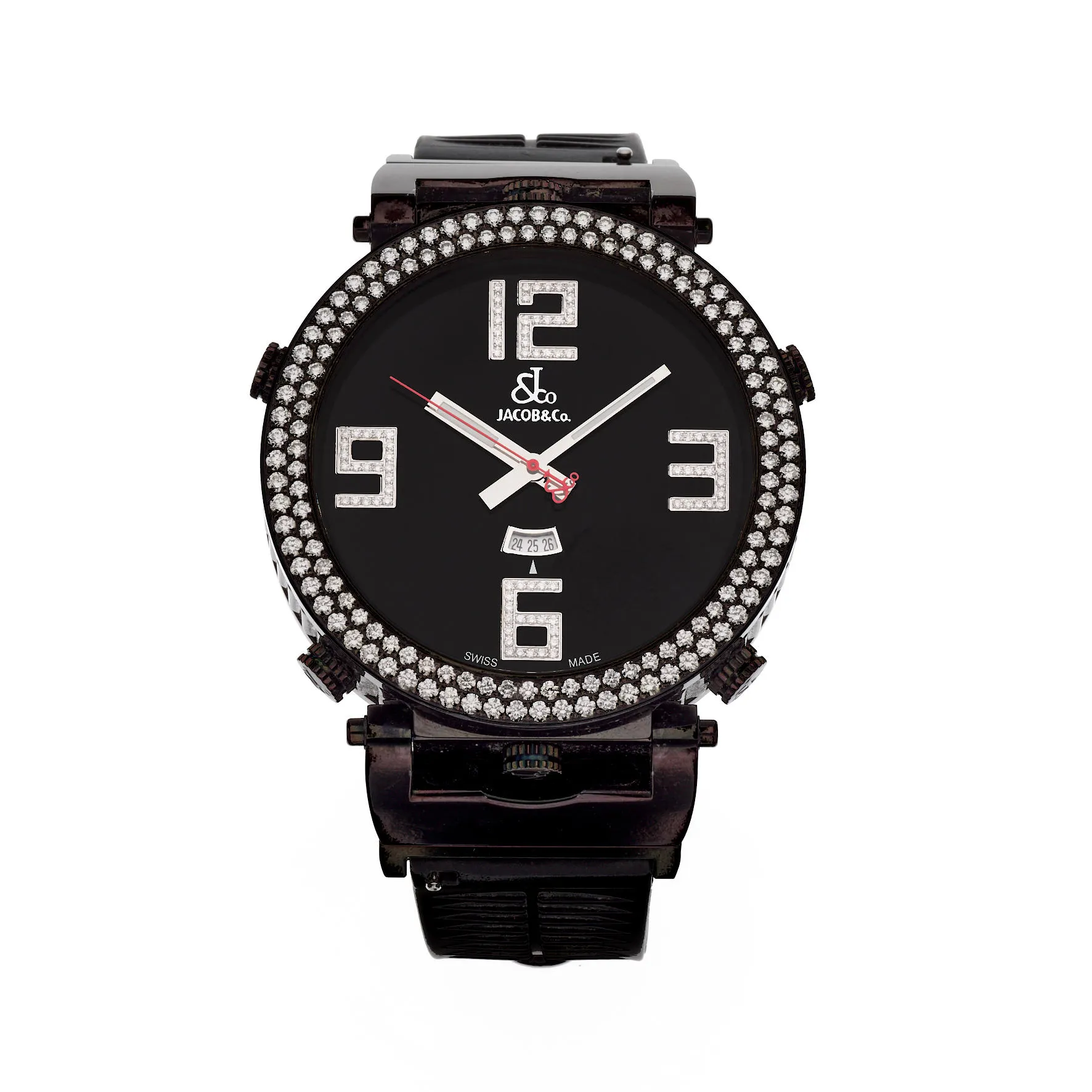 Jacob & Co. Five Time Zone 48mm Pvd-coated steel and diamonds Black