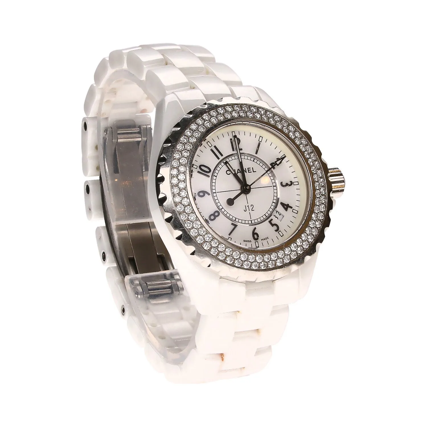 Chanel J12 37mm Ceramic and Diamond White