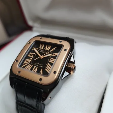 Cartier Santos W2020007 33mm Yellow gold and Stainless steel Black