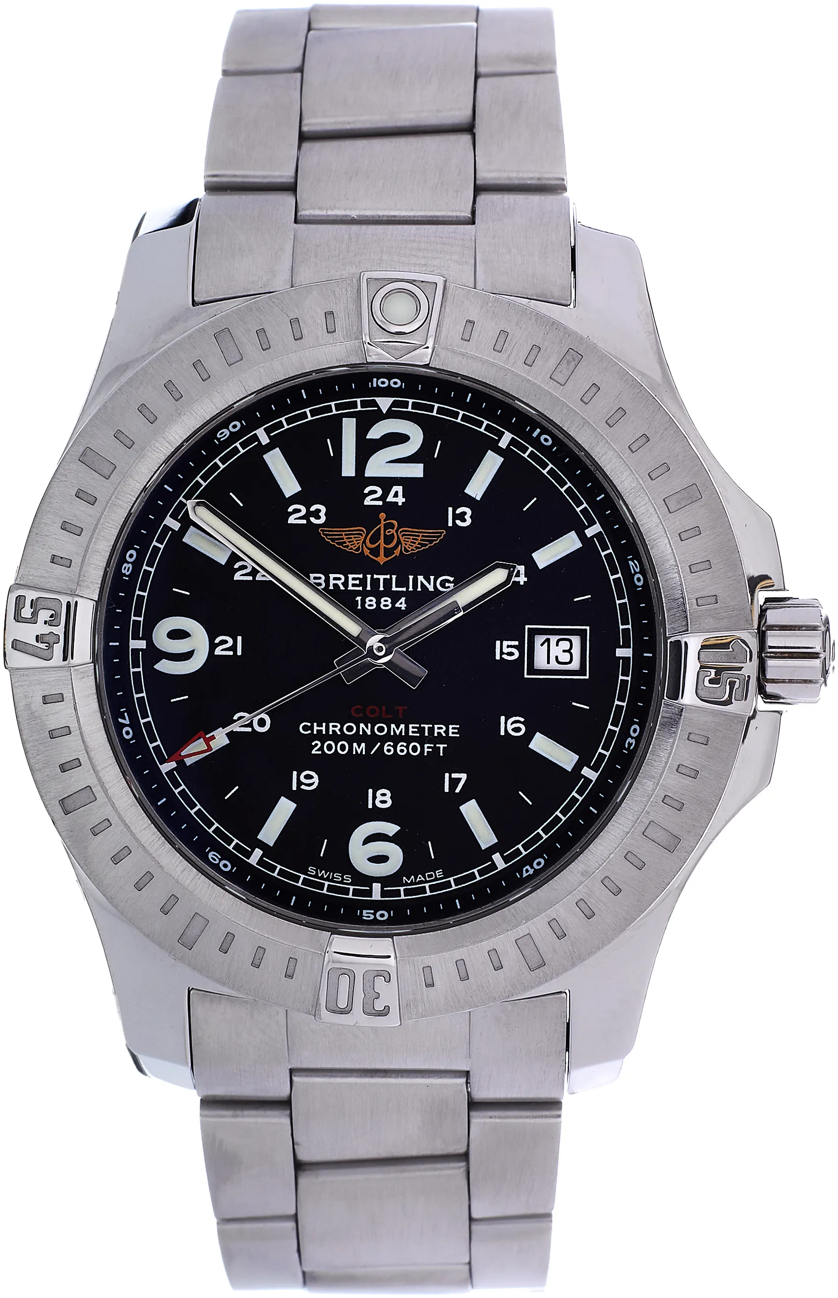 Breitling Colt A74388 44mm Stainless steel Black Quarter Arabic