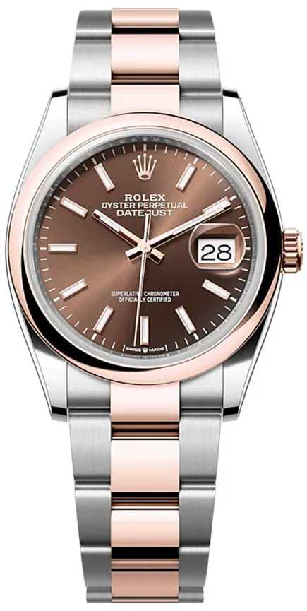 Rolex Datejust 126201-0044 36mm Rose gold and steel Chocolate