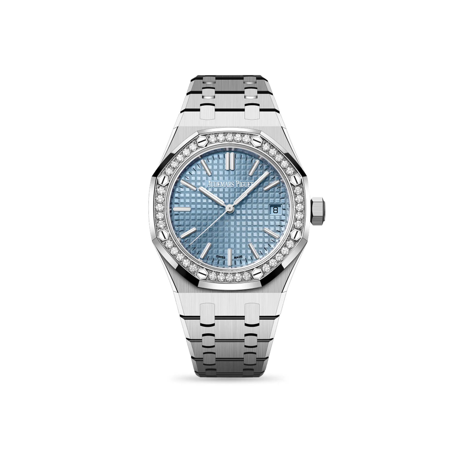 Audemars Piguet Royal Oak 15551ST.ZZ.1356ST.04 37mm Stainless steel and Diamond Light blue