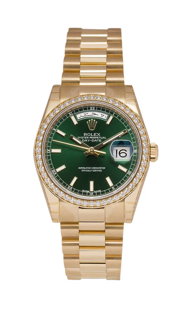 Rolex Day-Date 36 118348 36mm Yellow gold Green