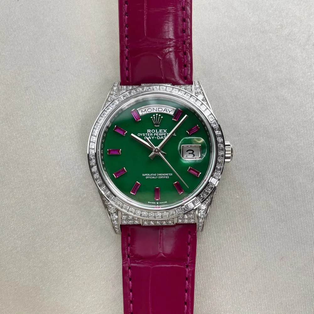 Rolex Day-Date 128459TBR 36mm White gold Jade