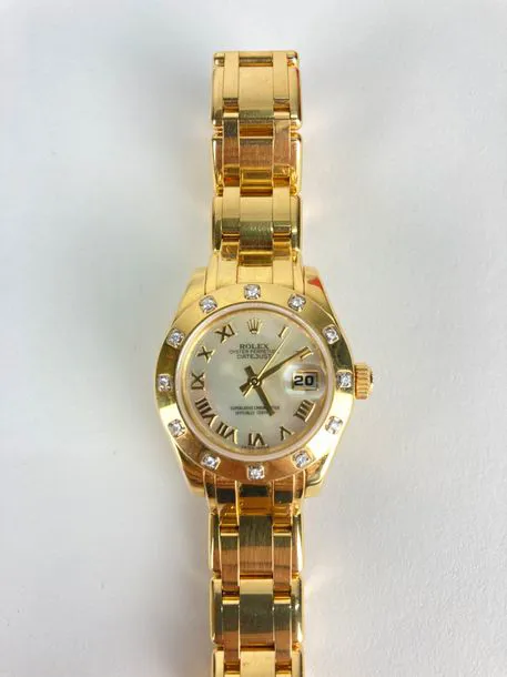 Rolex Lady-Datejust Pearlmaster 80318 28mm Yellow gold White