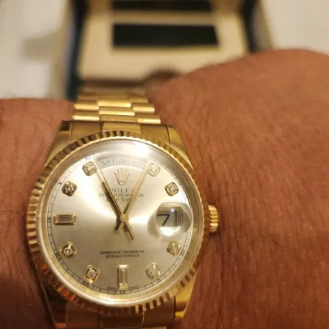 Rolex Day-Date 36 118348 36mm Yellow gold Silver