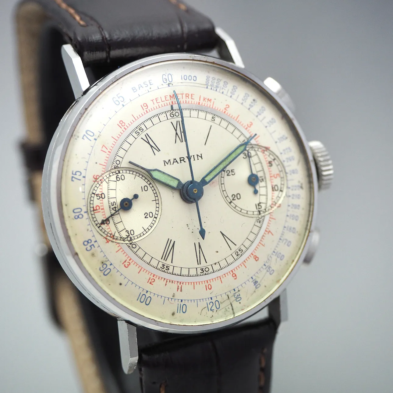 Marvin Telemetre Chronograph 35mm Stahl Silber 5