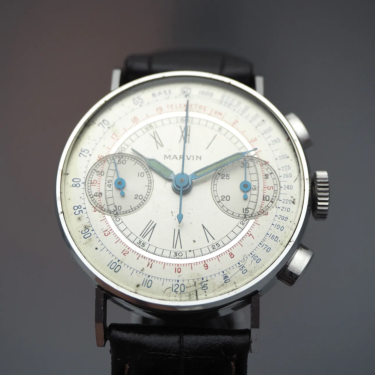 Marvin Telemetre Chronograph 35mm Stahl Silber 6