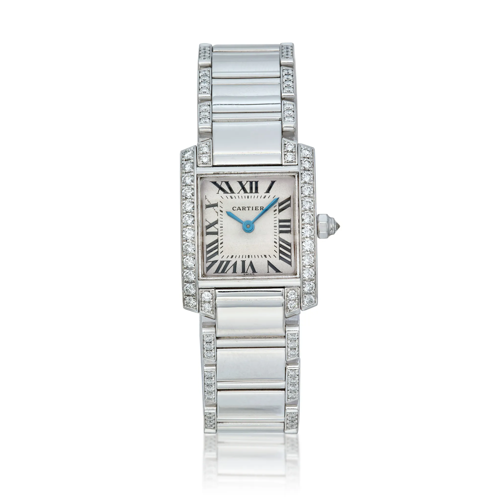 Cartier Tank Française 2403 nullmm White gold and diamond-set Silver