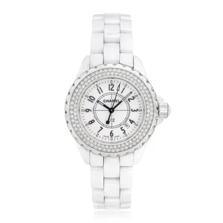 Chanel J12 H0969 Ceramic and Stainless steel and Diamond White