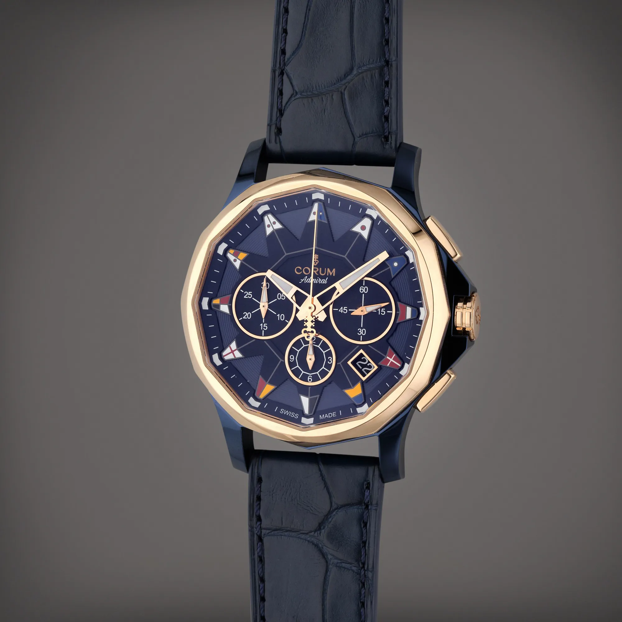 Corum Admiral 01.0096 42mm Rose gold and Stainless steel Blue