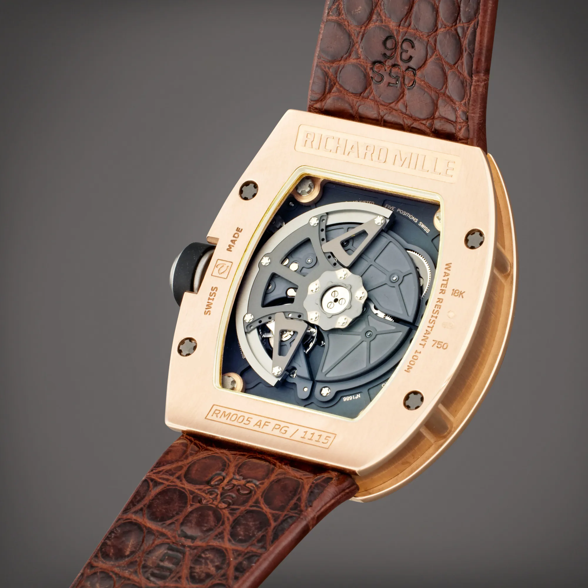 Richard Mille RM 005 RM005 AF PG 37.5mm Rose gold Semi-skeletonized 3