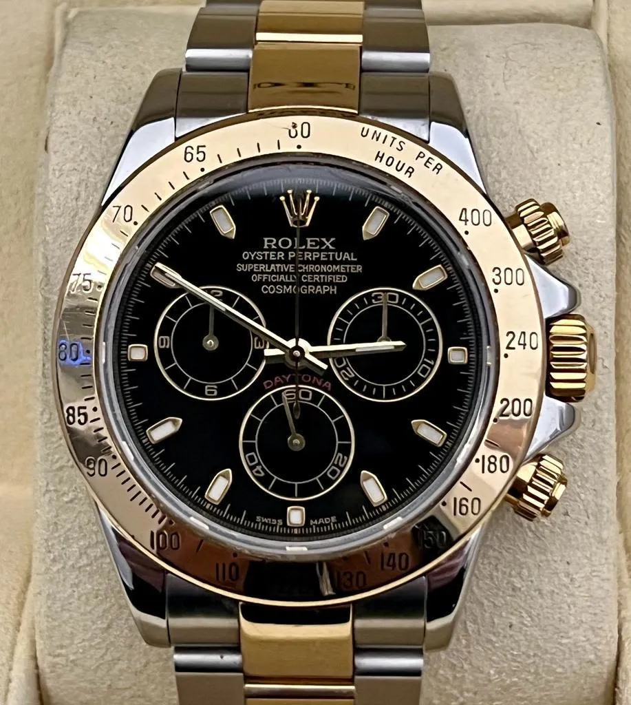 Rolex Daytona 116523 40mm Yellow gold and stainless steel Black