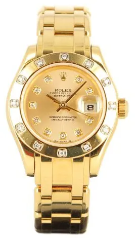 Rolex Lady-Datejust Pearlmaster 80318 29mm Yellow gold Champagne