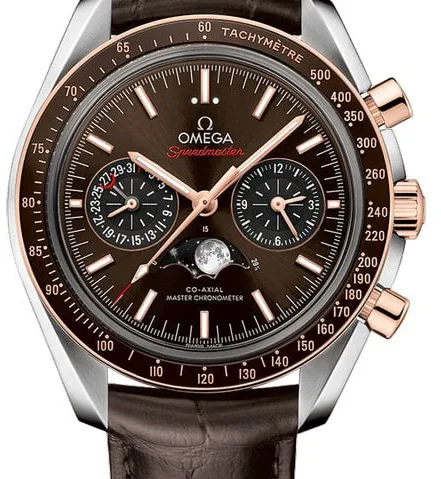 Omega Speedmaster Professional Moonwatch Moonphase 304.23.44.52.13.001 44mm Yellow gold and Stainless steel Brown