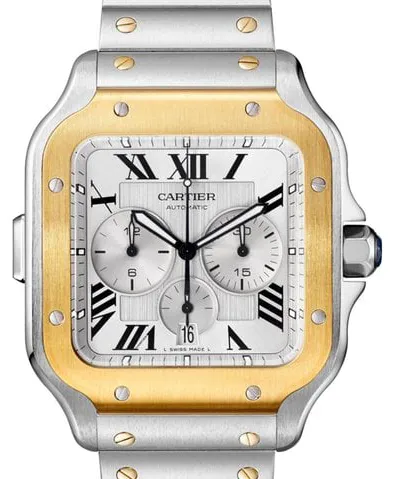 Cartier Santos W2SA0008 43.3mm Yellow gold and Stainless steel Silver