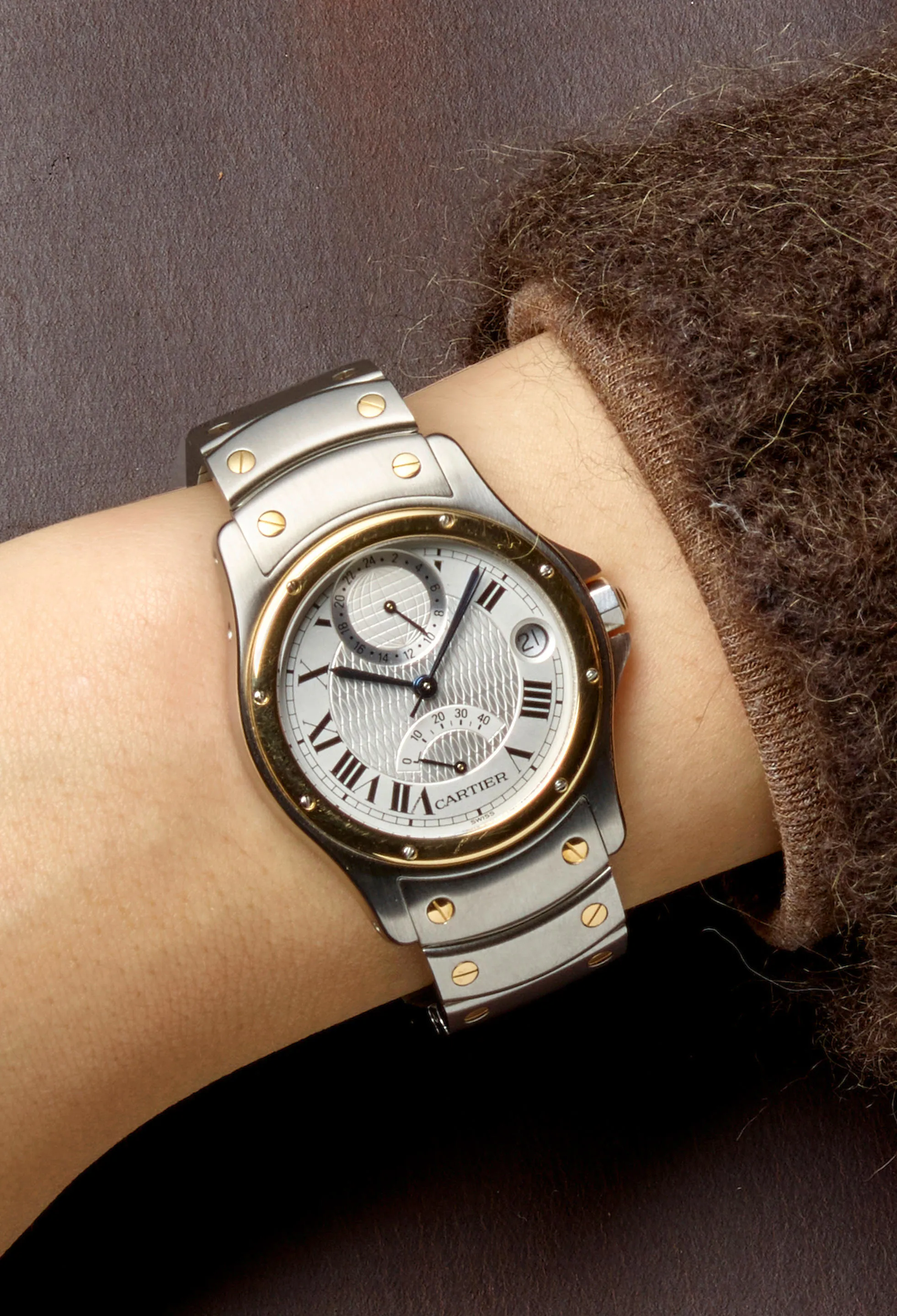 Cartier Santos Ronde W20038R3 33.5mm Yellow gold and Stainless steel Silver