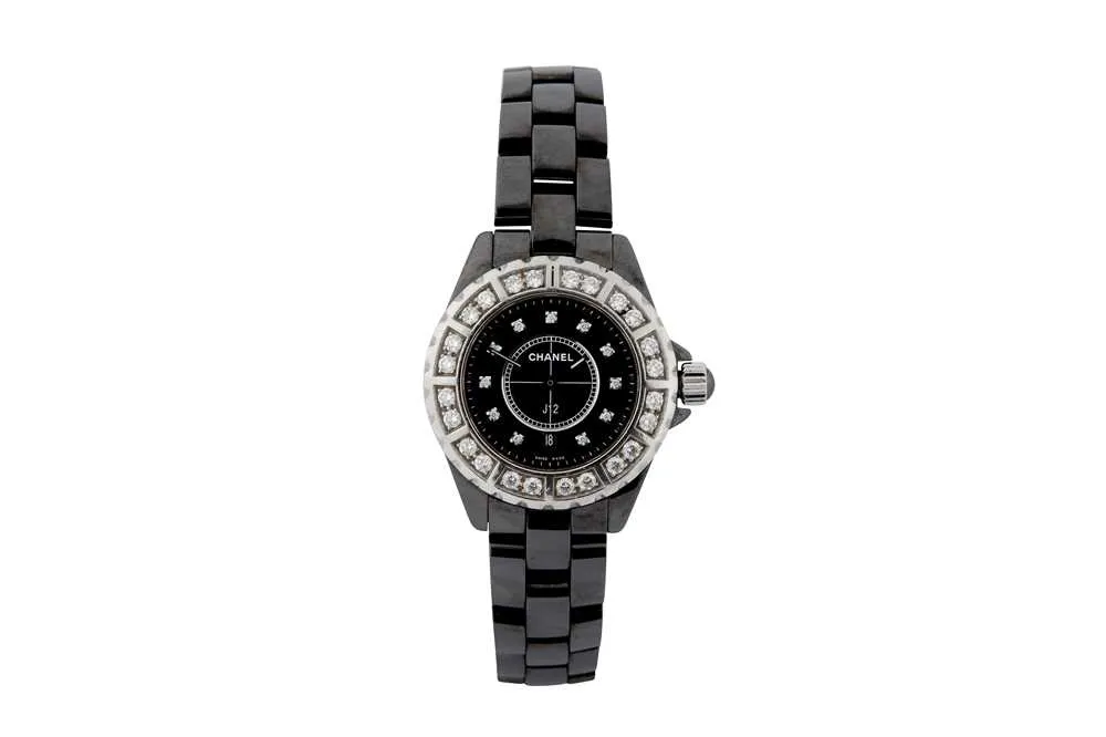 Chanel J12 W.M.55256 34mm Ceramic and Diamond Black