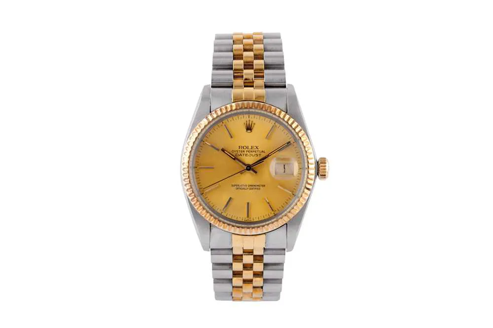Rolex Oyster Perpetual "Datejust" 16013 36mm Yellow gold and stainless steel Champagne