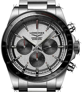 Longines Conquest L38354726 Stainless steel Black and Silver