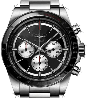 Longines Conquest L38354526 Stainless steel Black and Silver